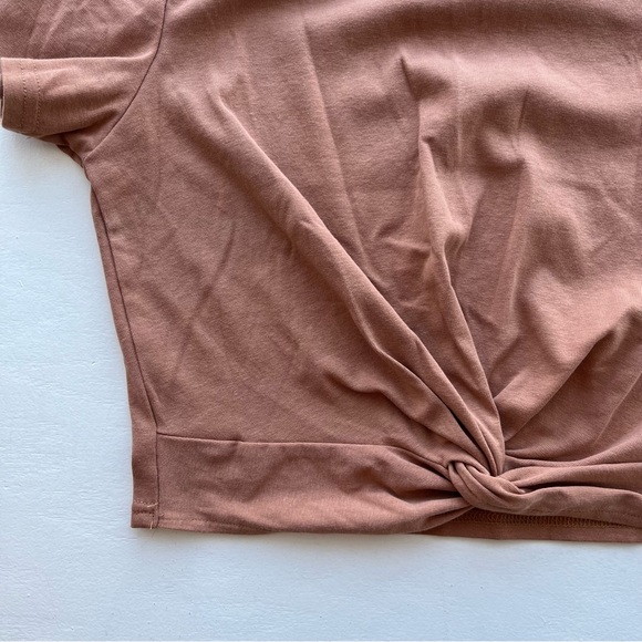 MakeMeChic Women's Summer Crop Top Solid Short Sleeve Twist Front Tee T-Shirt - Picture 8 of 9